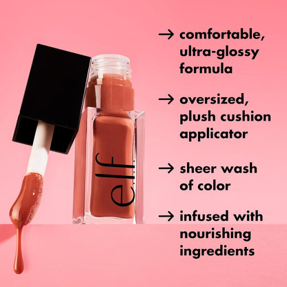 Glow Reviver Lip Oil - Nourishing Tinted Formula with Jojoba Oil for High-Shine, Vegan & Cruelty-Free in Pink Quartz