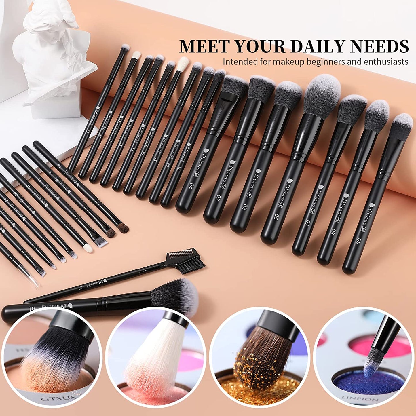 Professional Makeup Brushes Set 27Pcs Makeup Brush Set Premium Synthetic Kabuki Foundation Blending Face Powder Blush Concealers Eye Shadows Brushes